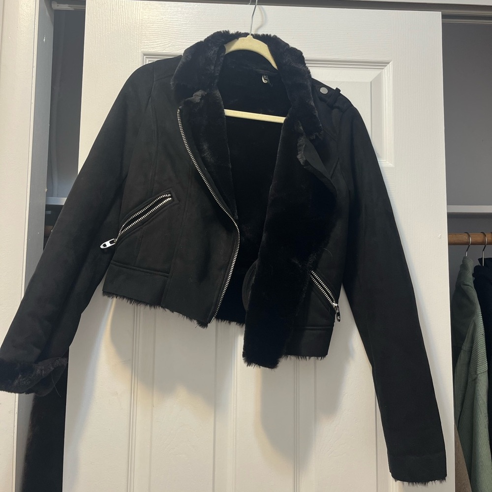 Suede and fur coat